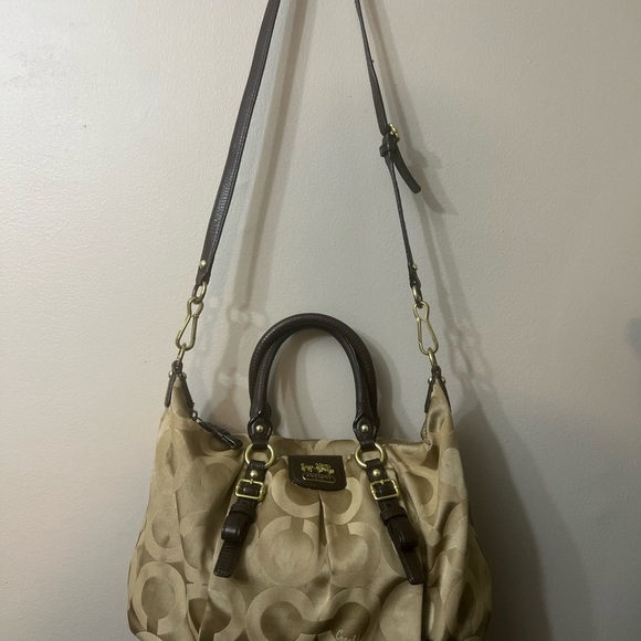COACH Madison Audry  Signature C Logo Khaki Sateen & Leather Shoulder Bag#21124 - Picture 13 of 13